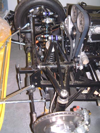 Front suspension on car being built at KitCarWorkshop