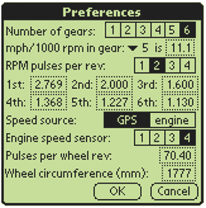 Preferences screen