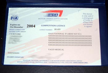 Race licence appears!